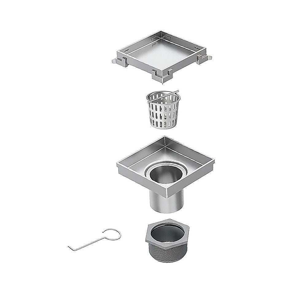 15x15cm Square Shower Drain with Removable Tile Insert Grate – Stainless steel 304SS, CUPC Certified for Modern Bathrooms