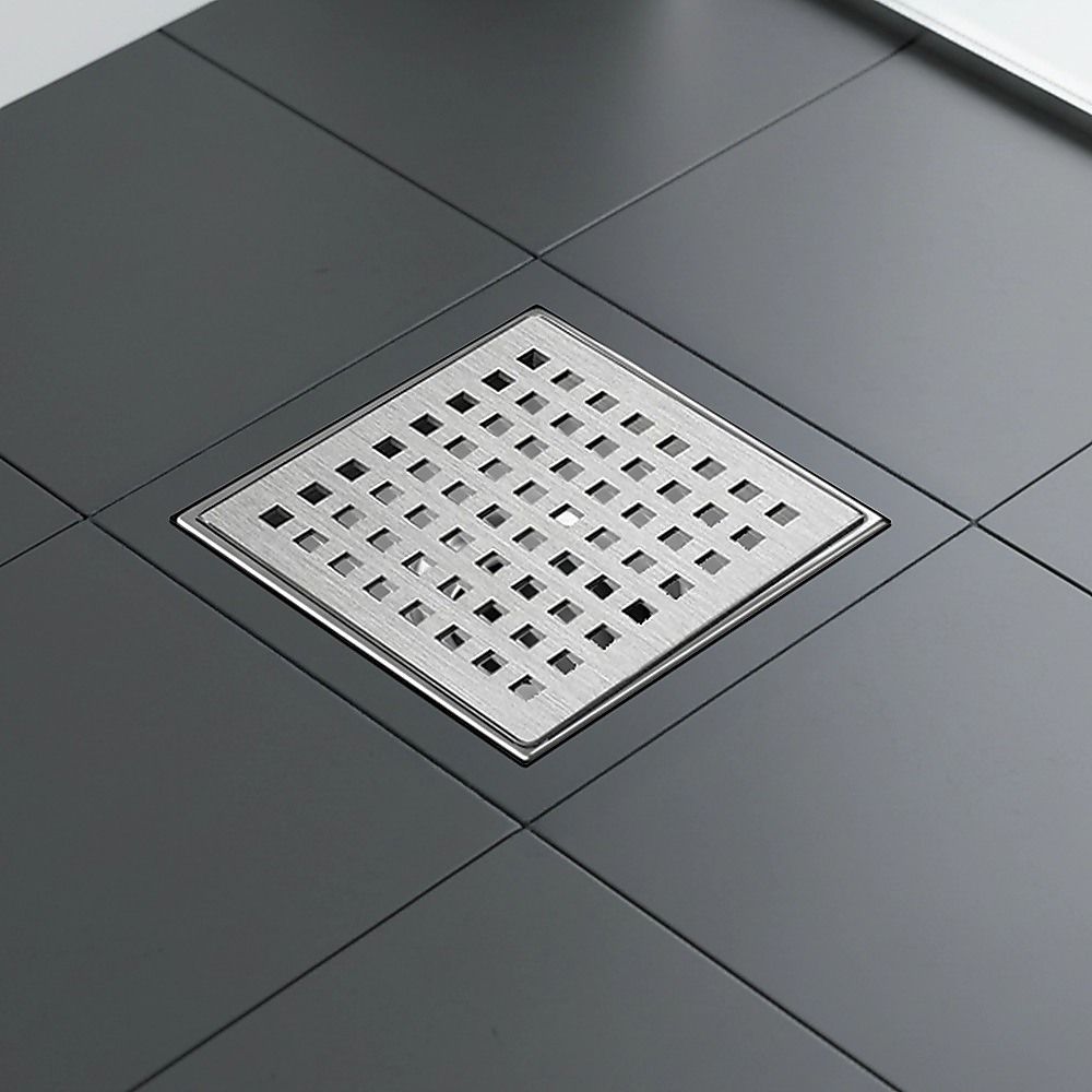 15x15cm Square Shower Drain with Grid Pattern Grate – 304 SS, CUPC Certified with Hair Strainer