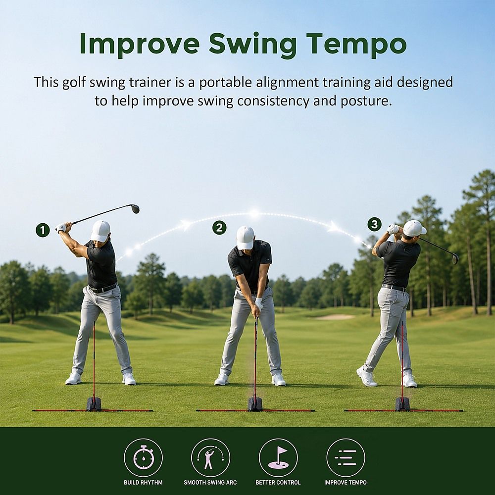 Portable Golf Swing Trainer Multi Functional Training Aid for Swing Practice Tempo and Strength Improvement