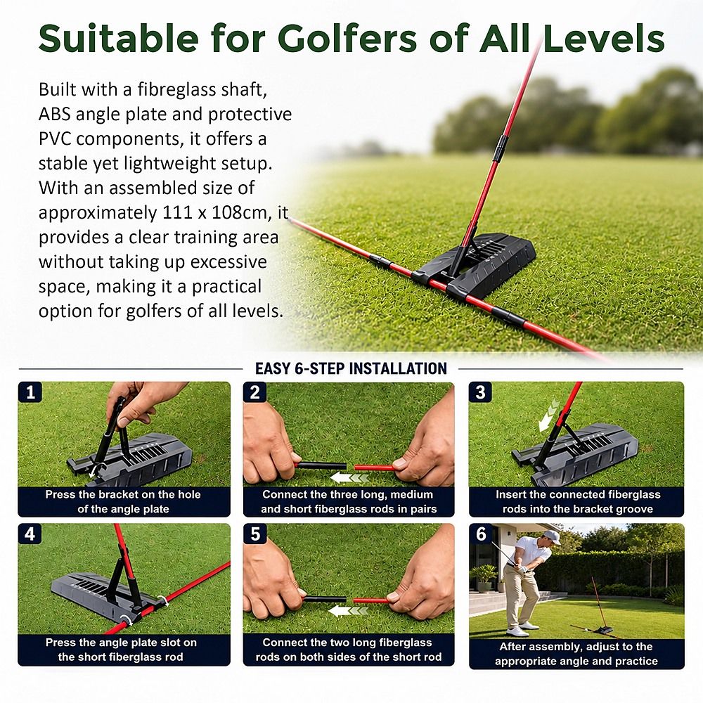 Portable Golf Swing Trainer Multi Functional Training Aid for Swing Practice Tempo and Strength Improvement