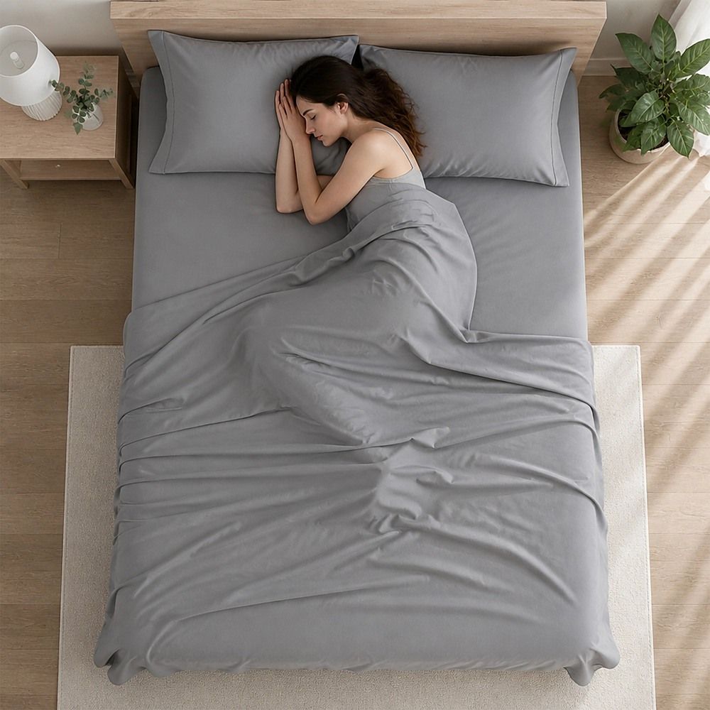 Microfiber Sheet Set 4 Piece Queen Light Grey Deep Pocket Bed Sheets Soft Breathable Easy Care Bedding