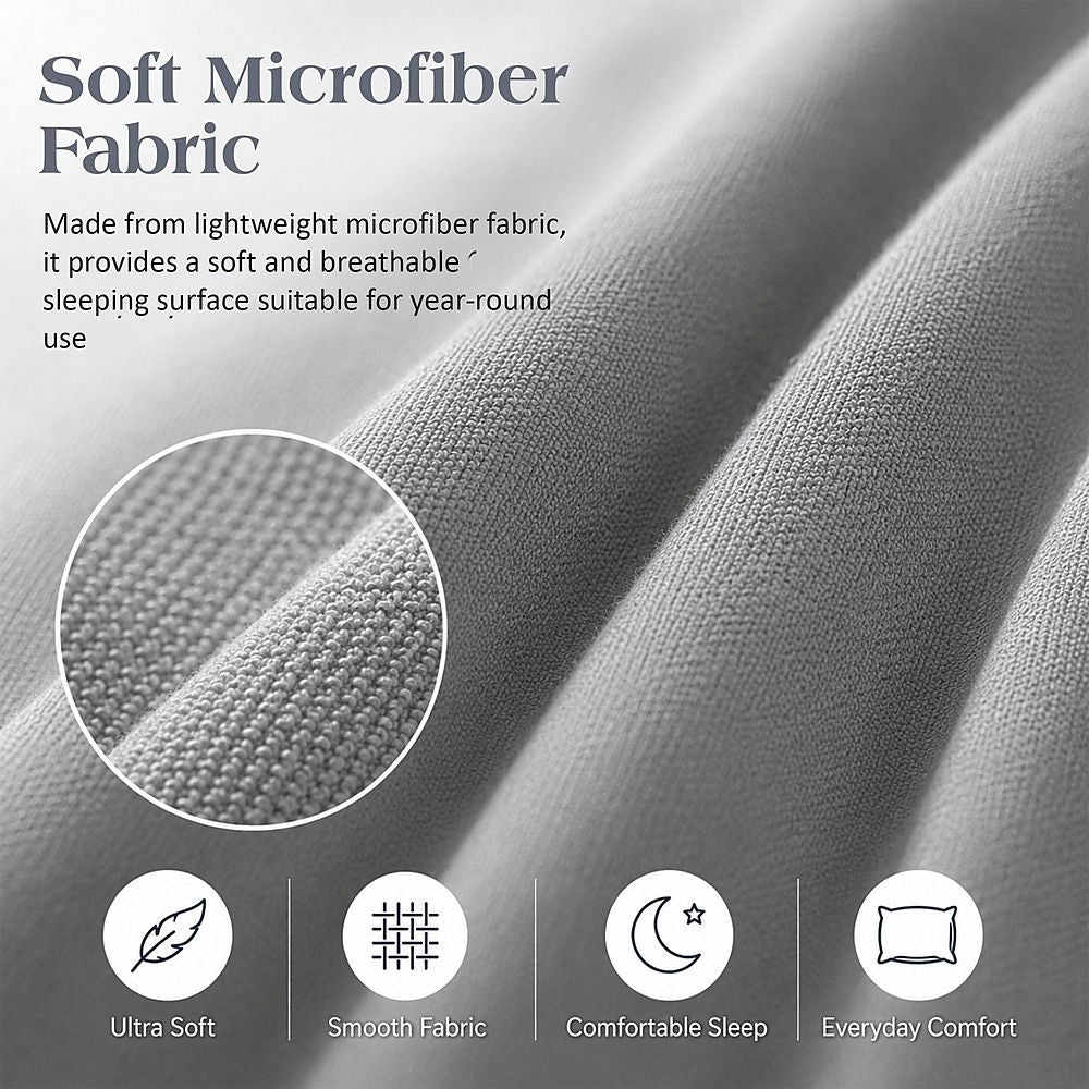 Microfiber Sheet Set 4 Piece Queen Light Grey Deep Pocket Bed Sheets Soft Breathable Easy Care Bedding