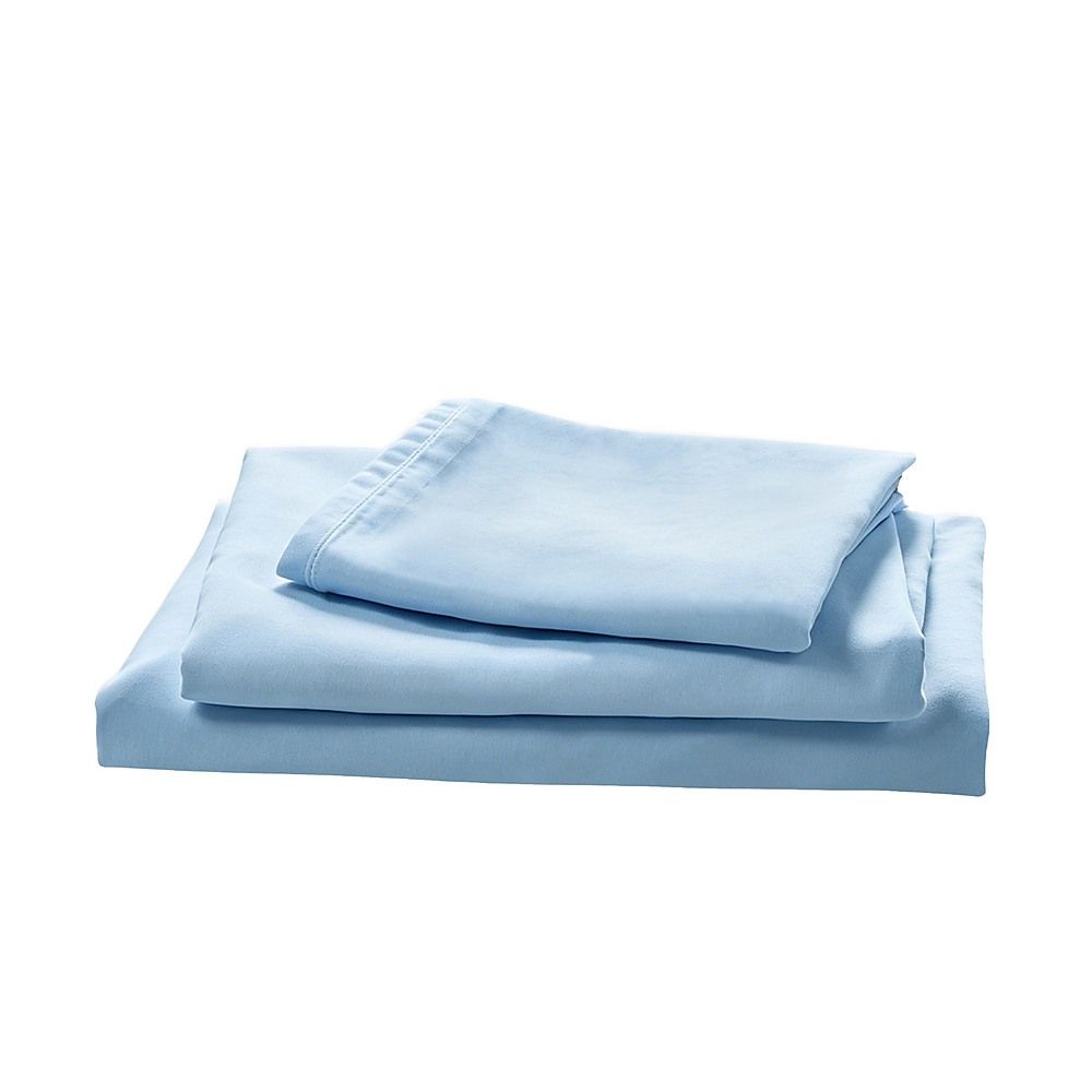 Microfiber Sheet Set 4 Piece Light Blue White Deep Pocket Bed Sheets Soft Breathable Easy Care Bedding