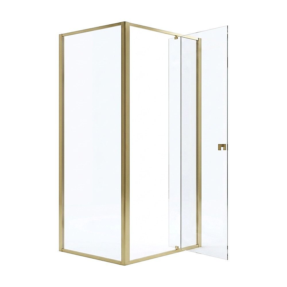 Adjustable Semi Frameless Shower Screen 98-106cm x 89-92cm With Gold Hardware For Modern Bathrooms