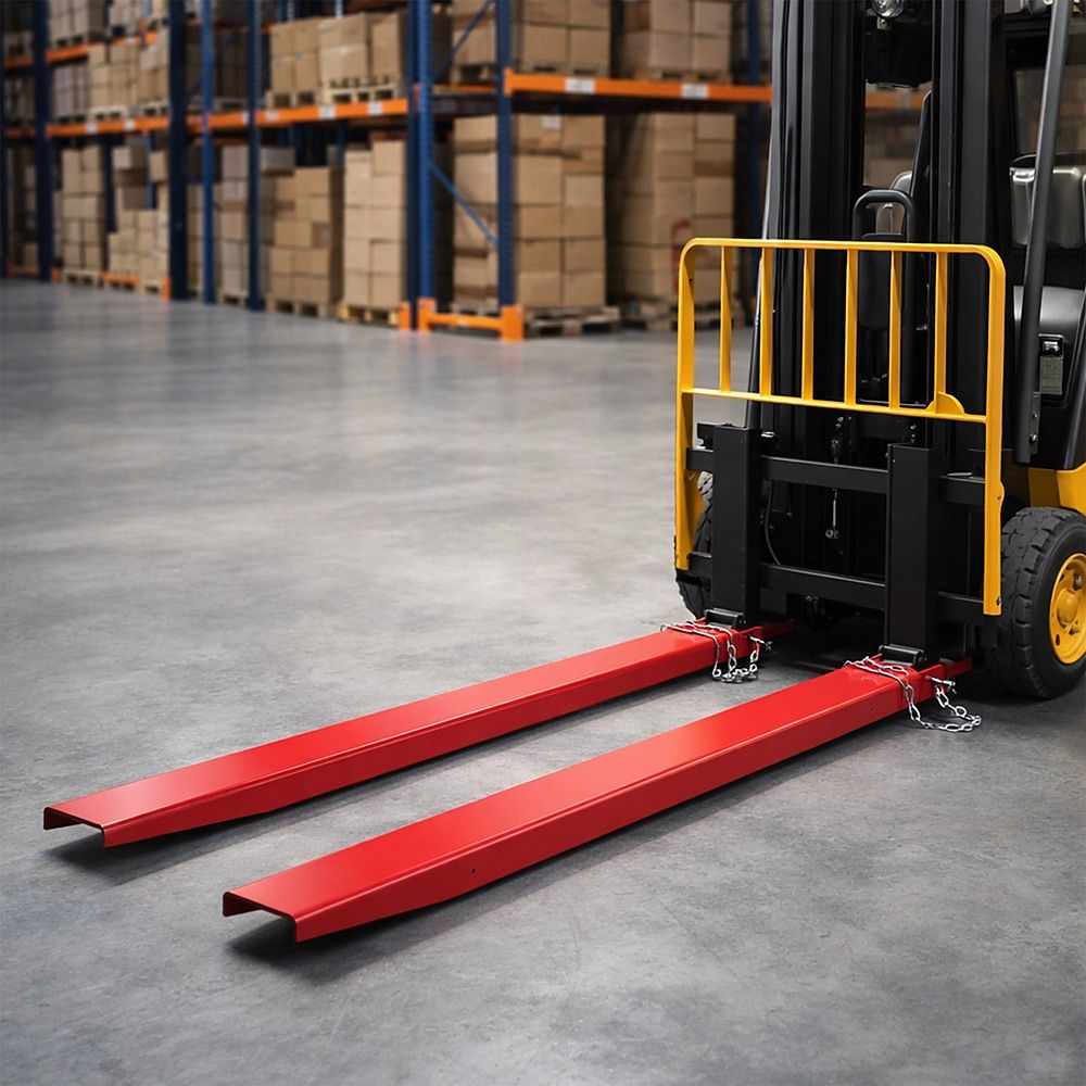 Heavy Duty Pallet Fork Extensions 184cm Carbon Steel Forklift Attachments with Safety Pins for Extended Load Handling