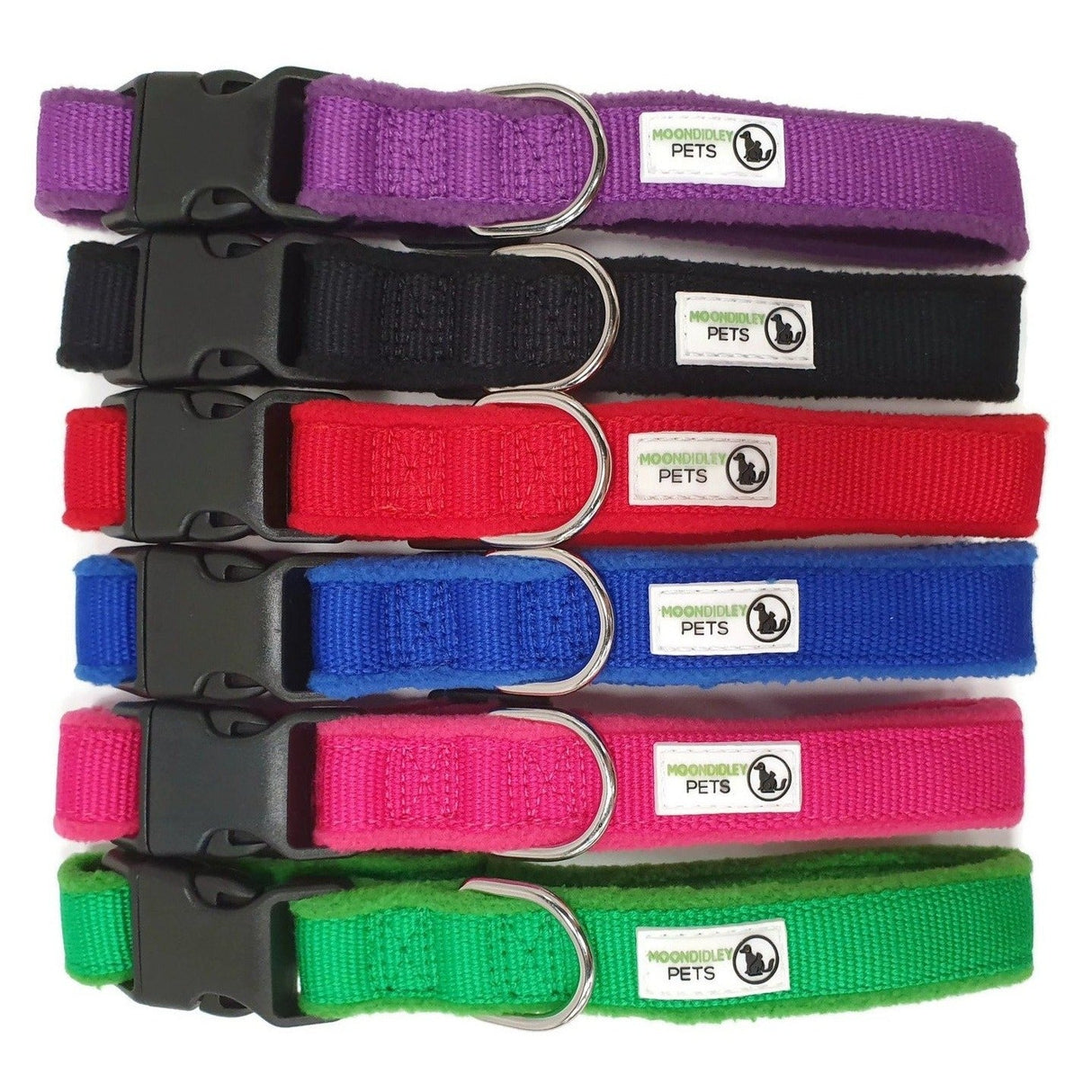 100% Pure Bamboo Fibre w/Fleece Lining Dog Collar Plastic Buckle - Moondidley Pets Medium Red