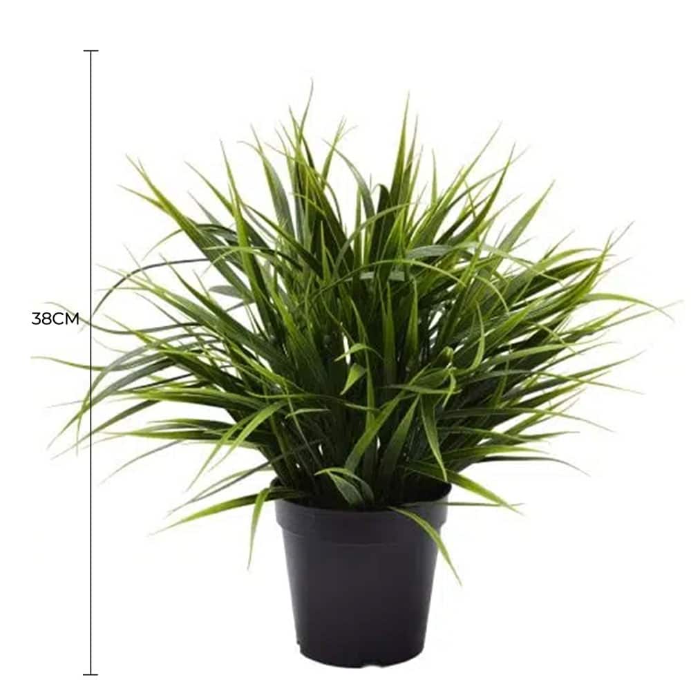 Artificial Ornamental Potted Dense Green Grass UV Resistant 38cm