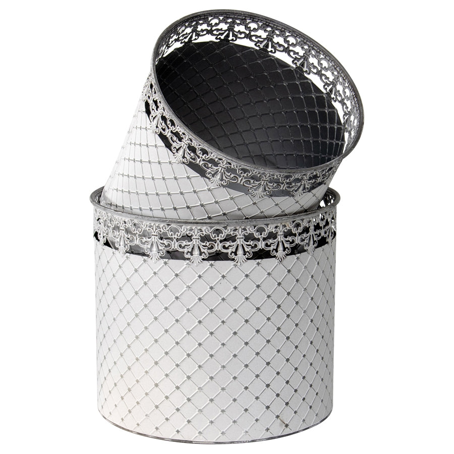 Set 2 French Country Round Planter / Storage 32cm