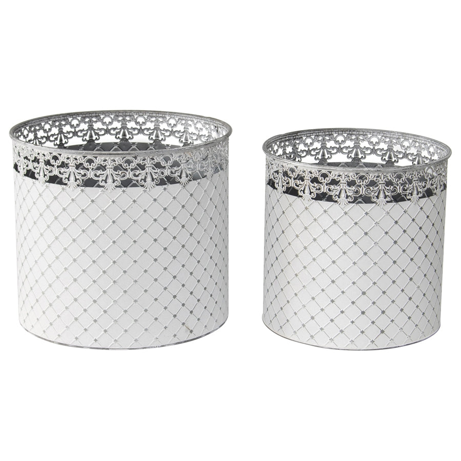 Set 2 French Country Round Planter / Storage 32cm