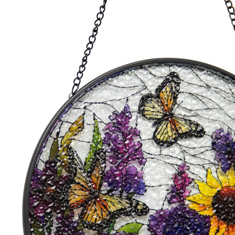 Flowers + Butterflies Stained Glass Sun Catcher 35cm