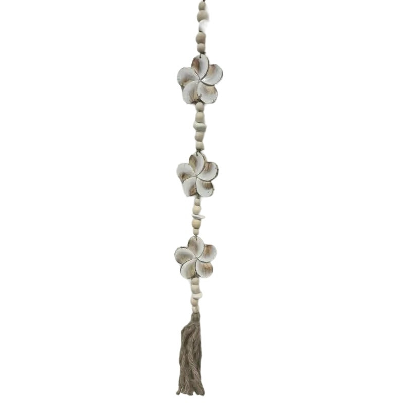 White Flowers W Beads + Tassel Mobile 90cm