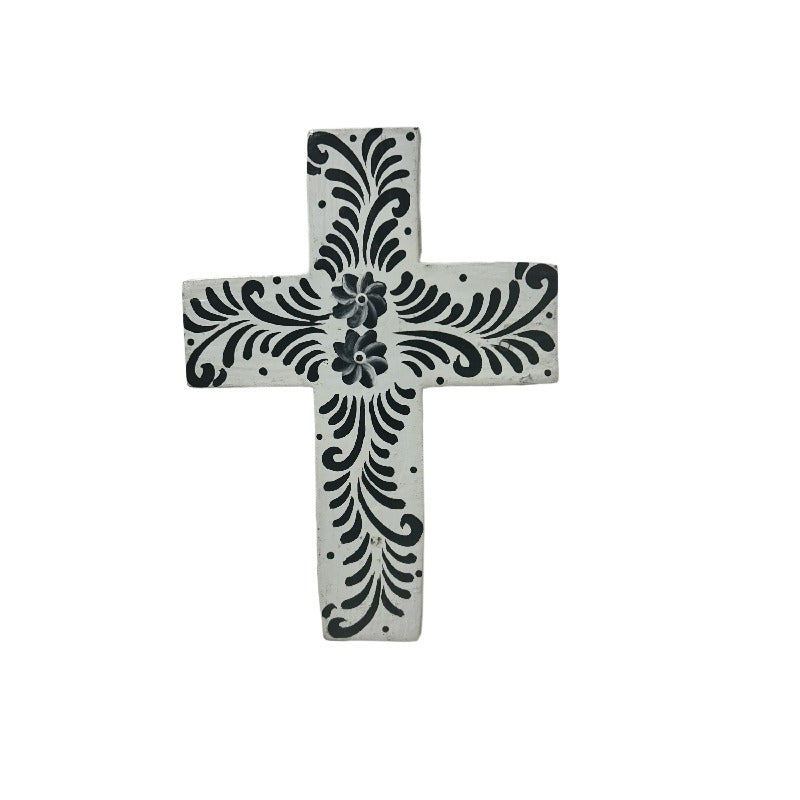 Handcrafted Monochrome Cross Wall Art 20cm