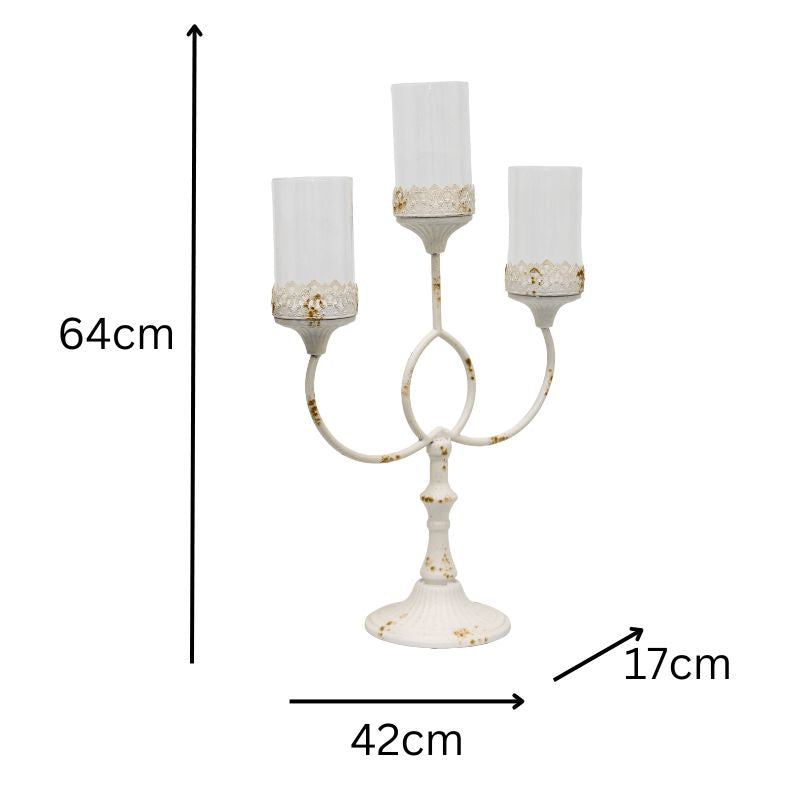 French Provincial 3-Pillar Candelabra Centerpiece 64cm