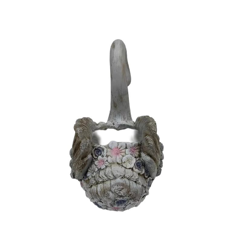 Swan + Flowers Planter w Hole + Plug 52cm