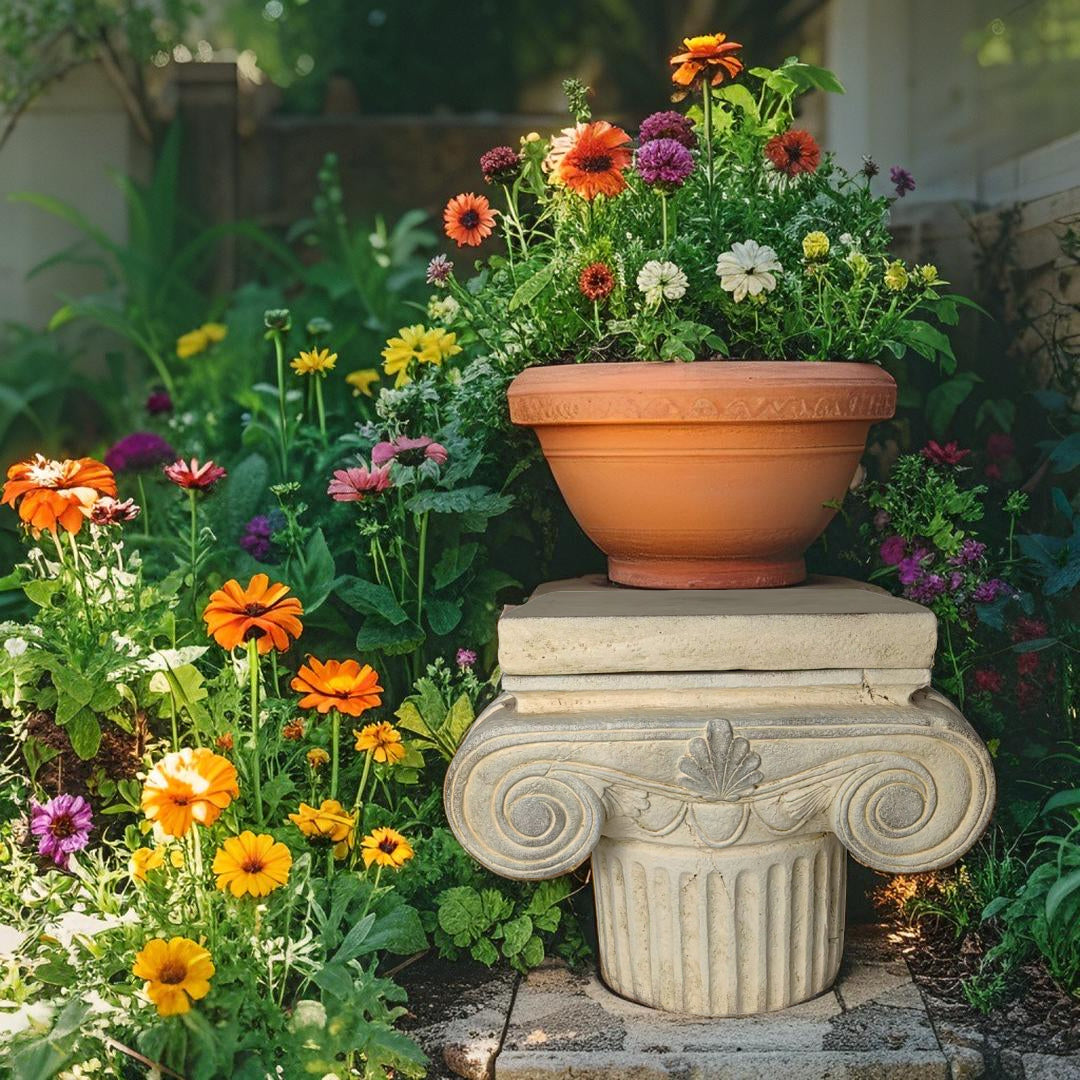 Elaborate Roman Pillar Planter / Stand w Lid 40cm