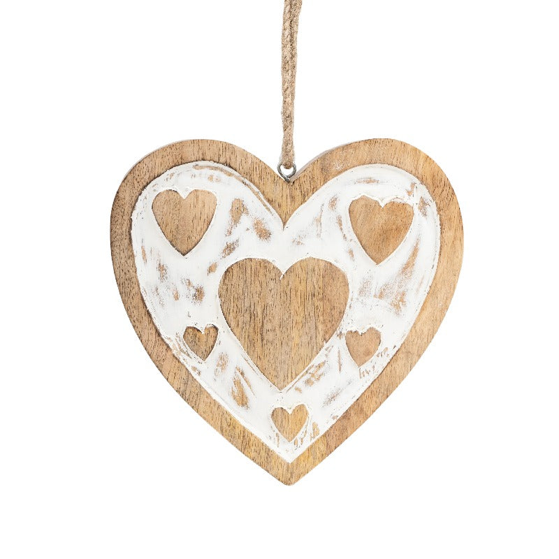Set 2 Handcrafted Hanging Hearts 18cm, 13cm