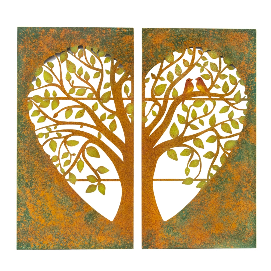 Laser cut Heart 2 Piece Tree of Life Wall Art 94x90cm
