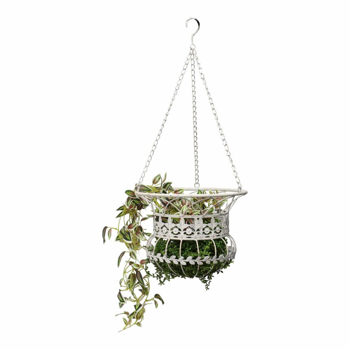 Set 2 Nested Antique White Hanging Baskets 36x77cm