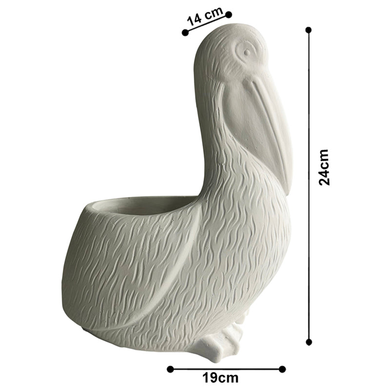 Contemporary White Pelican Planter w Hole + Plug 24cm