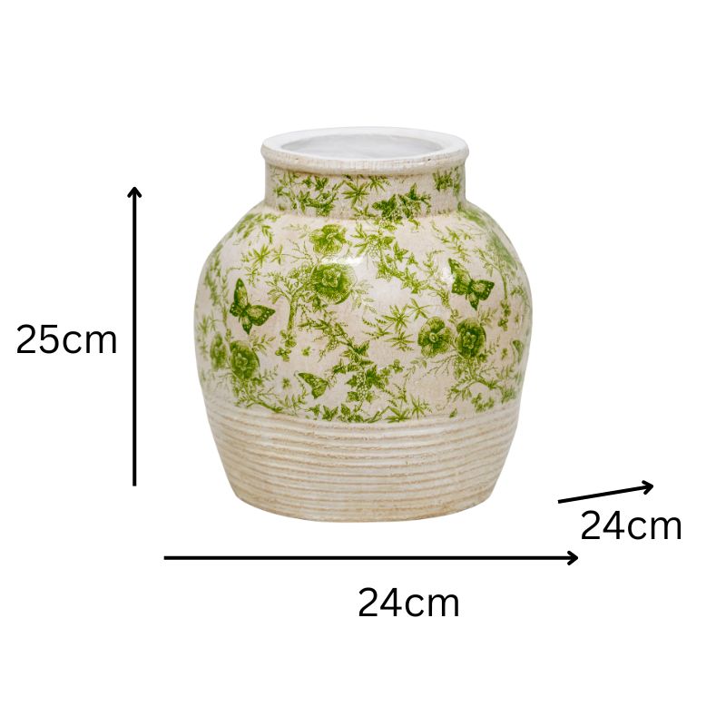 Glazed Green Stoneware Look Vase 25cm