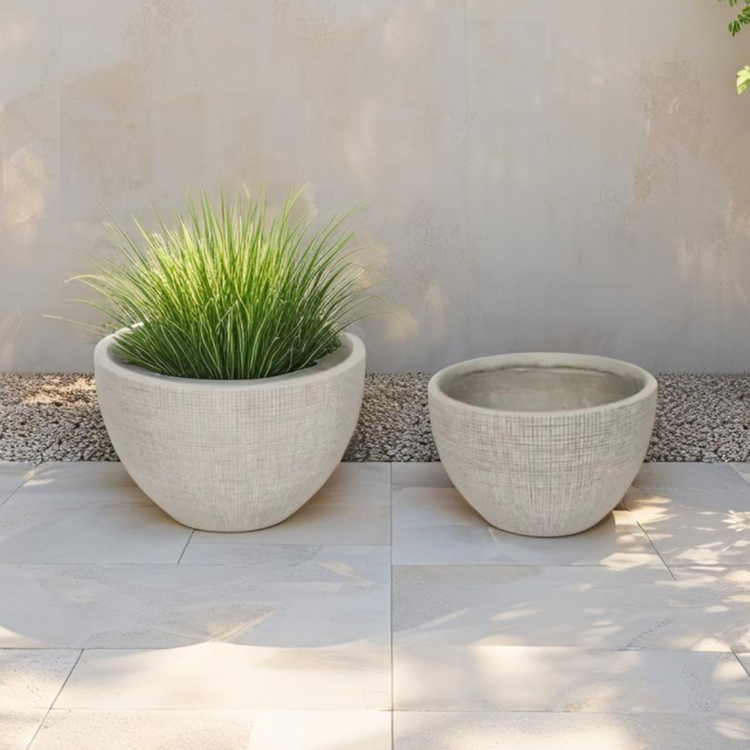 Set 2 Nested Subtle Textured Planter 37cm, 24cm