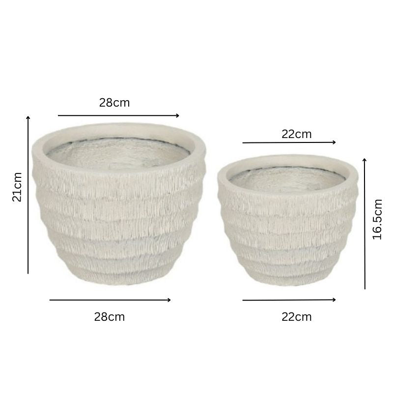 Set 2 Nested Ribbed Textured Planters 28cm, 21cm