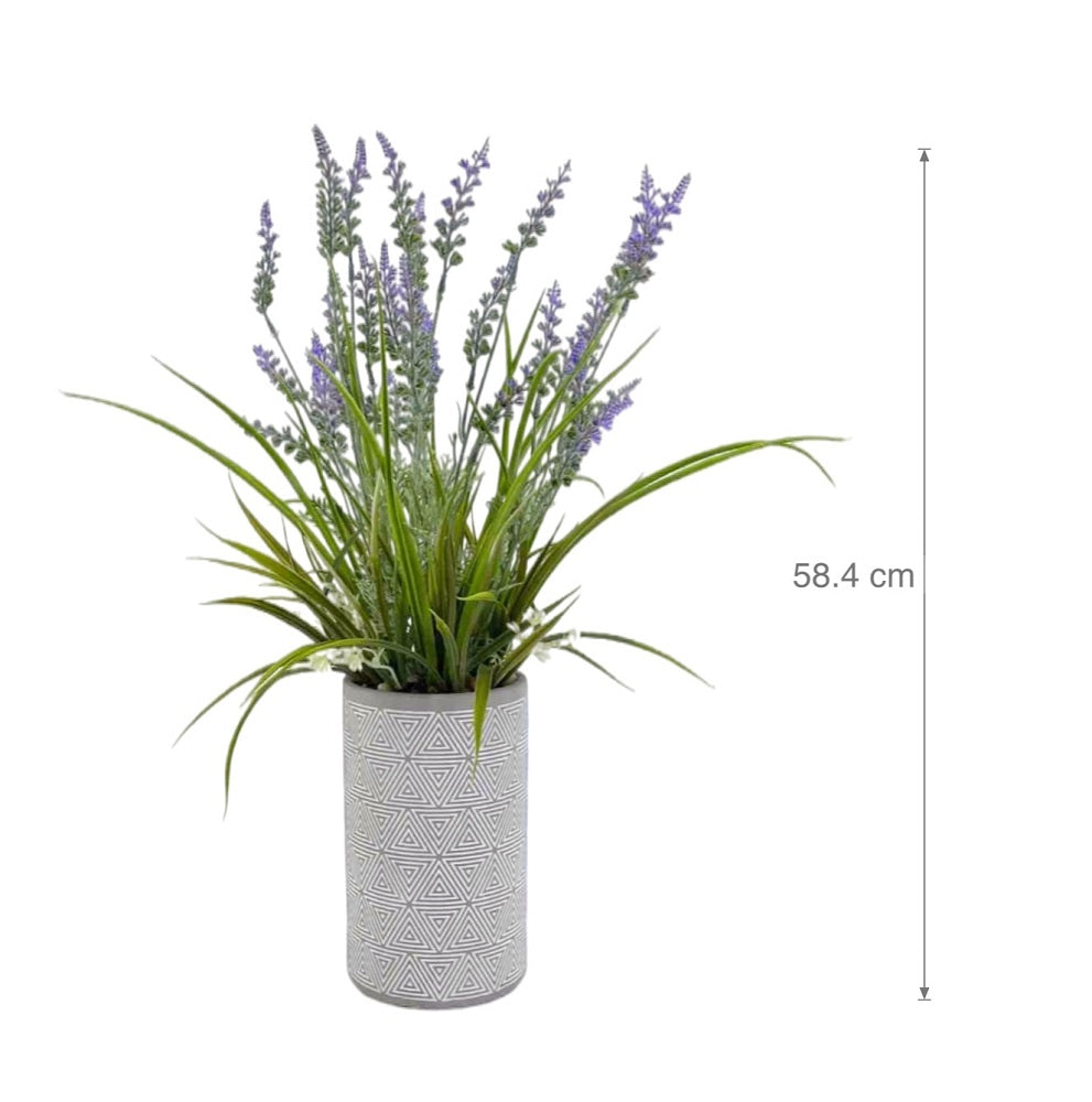 Artificial Lavender in Cement Pot 58cm