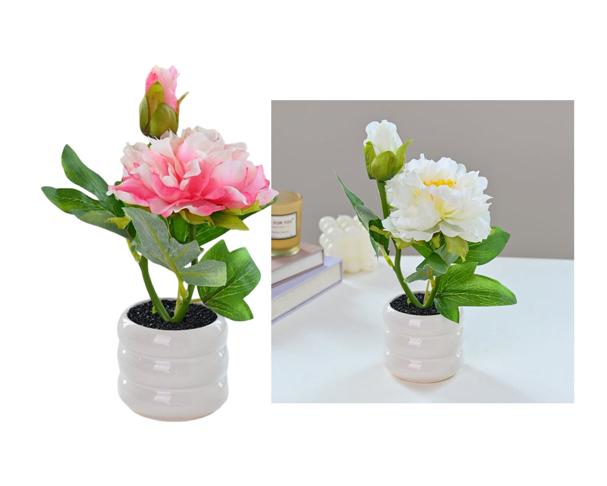 bulk 12 Artificial Peony Pot Assort 23cm