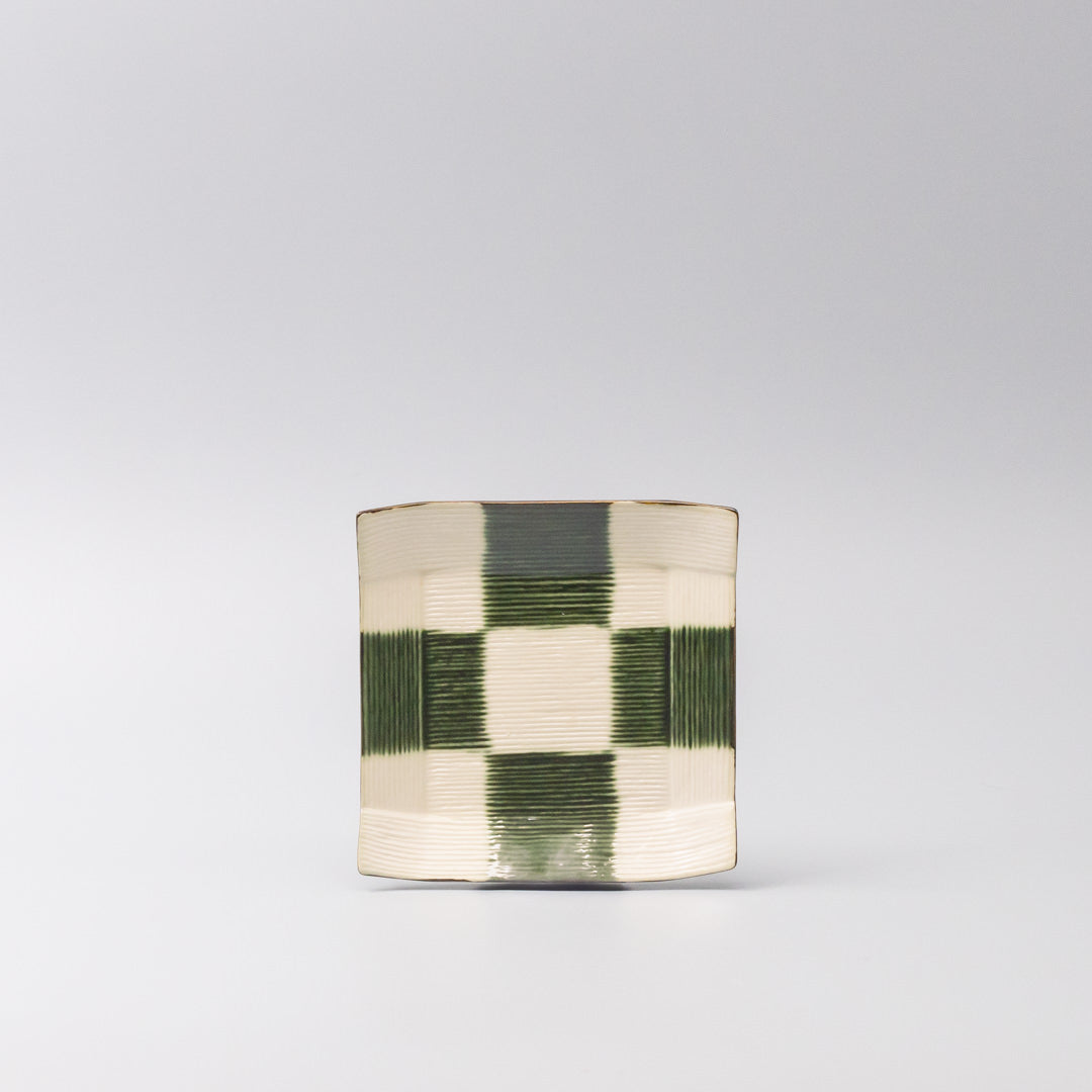 Saucer Reeded Oribe 12cm Checkerboard Glaze