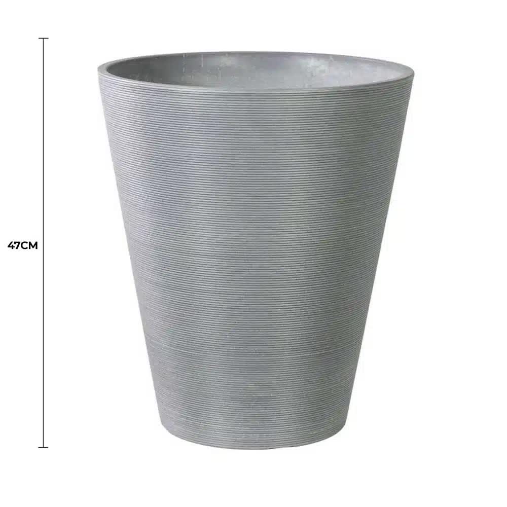 Decorative Textured Round Grey Planter 47cm