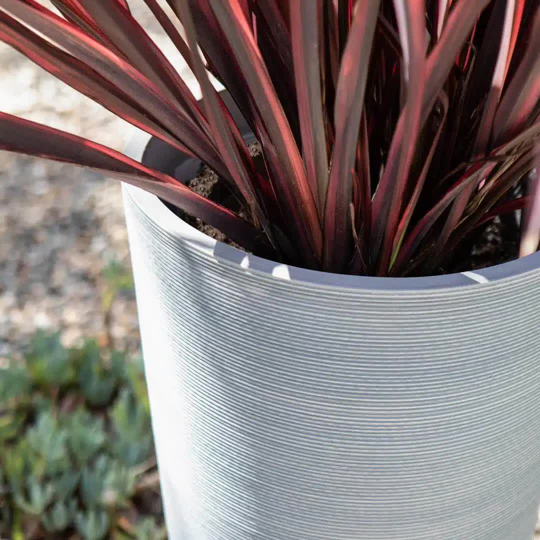 Decorative Textured Round Grey Planter 47cm