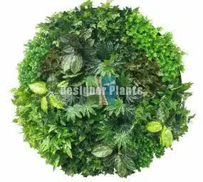 Artificial Green Wall Disc Art 150cm Mixed Ivy and Philodendron (Onyx Black)