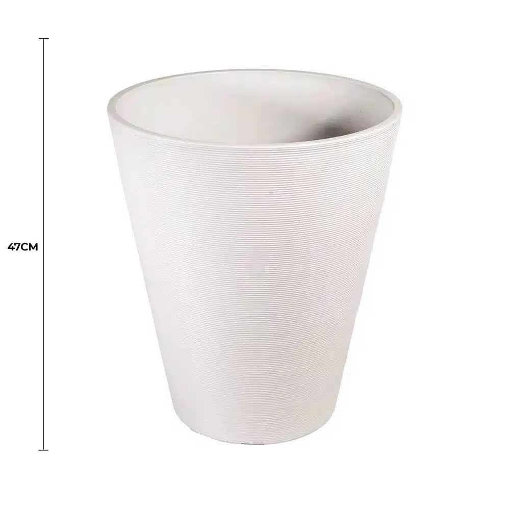Decorative Textured Round White Planter 47cm