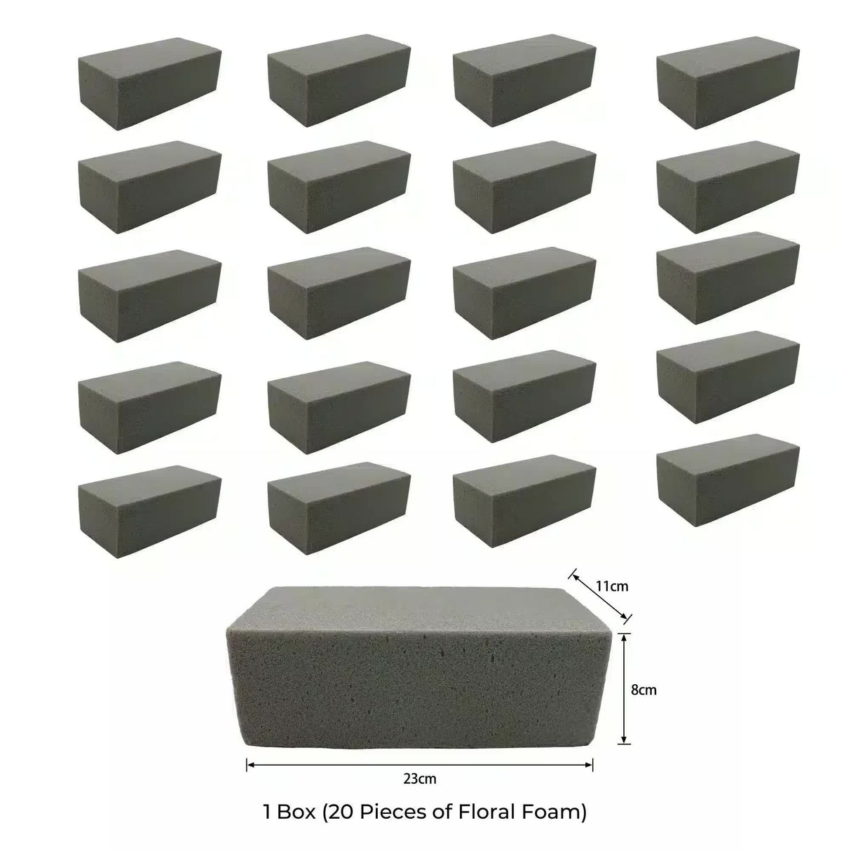 20 Pieces of Dry Floral Foam Bricks 23cm x 11cm x 8cm (Artificial Plant Foam Blocks - formaldehyde FREE)