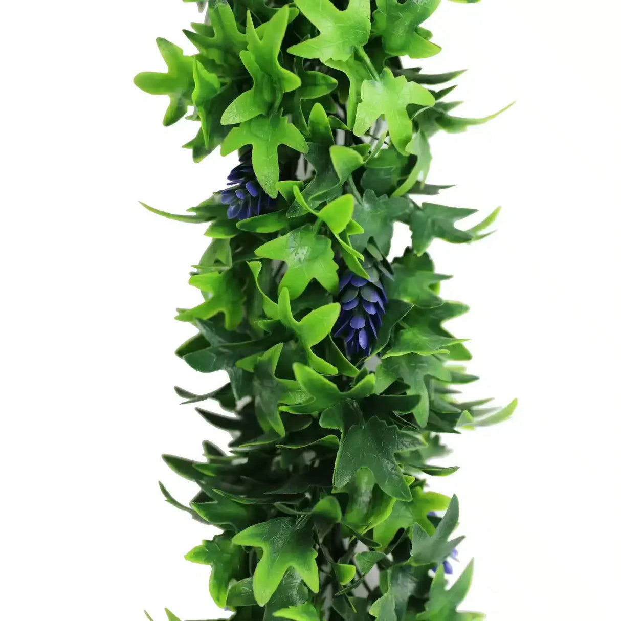 Artificial Extendable Hanging Bright Green Ivy Bush with Purple Flowers 55cm UV Resistant