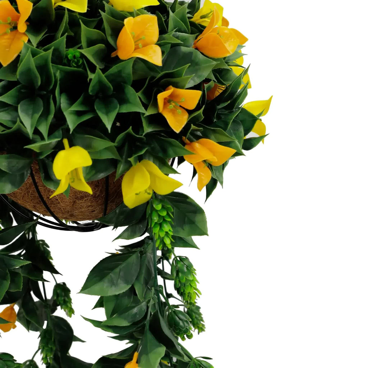 Artificial Hanging Basket Orange and Yellow Bouganvillea 30cm x 80cm Long UV Resistant