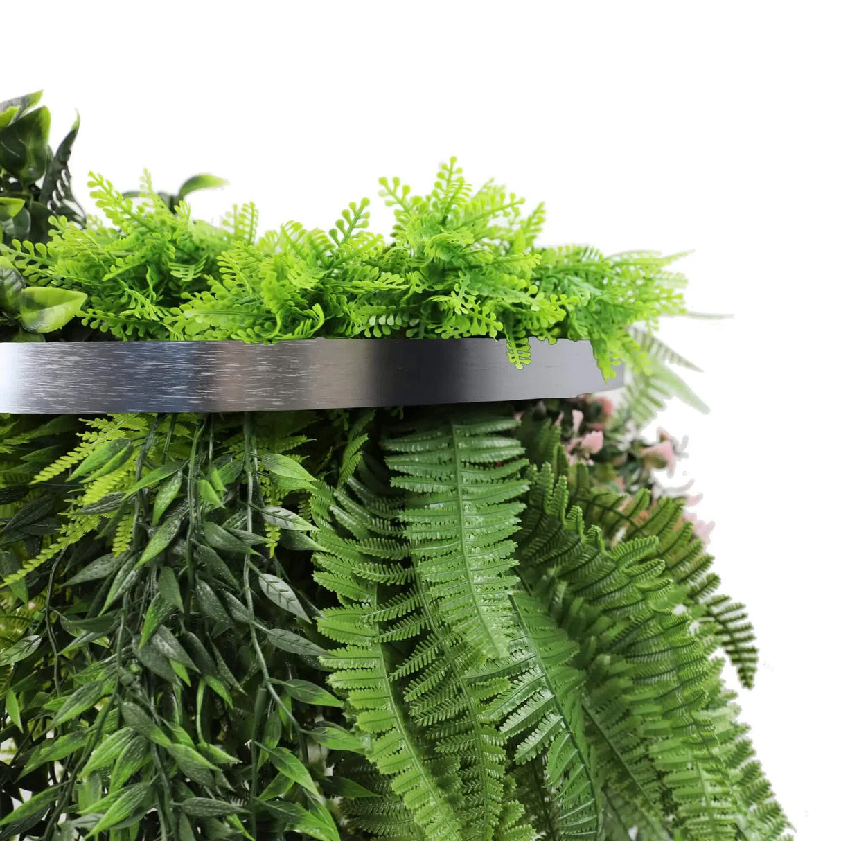 Premium Hanging Artificial Plant Arrangement with Silver Frame 40cm UV Resistant