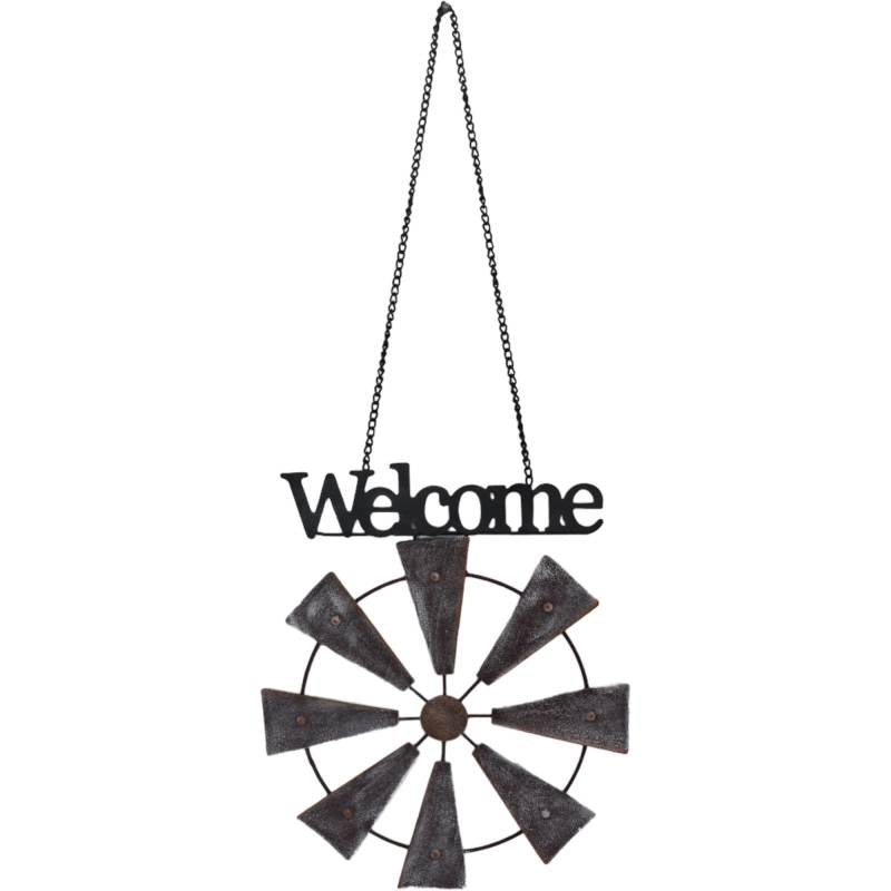Welcome Windmill Wall Art 31x62cm
