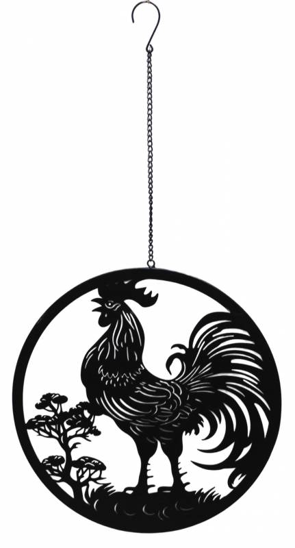 Hanging Rooster Metal Wall Art 40x77cm