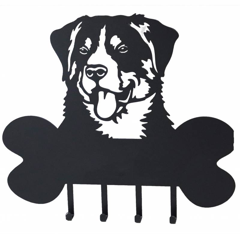 Happy Dog Metal Wall Art W 4 Hooks 30x27cm