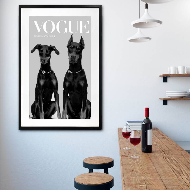 Luxury Dog Artwork Framed W Glass Front 80x120cm