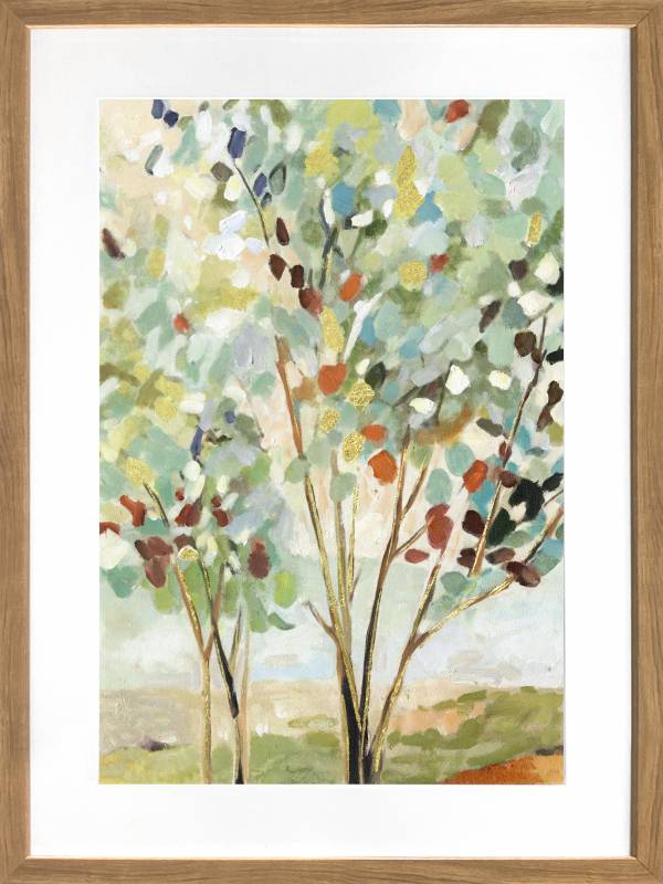 Summer Tree Artwork Framed W Glass Front 60x80cm