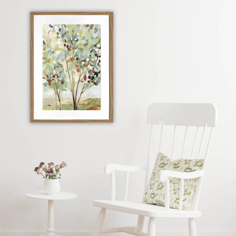 Summer Tree Artwork Framed W Glass Front 60x80cm