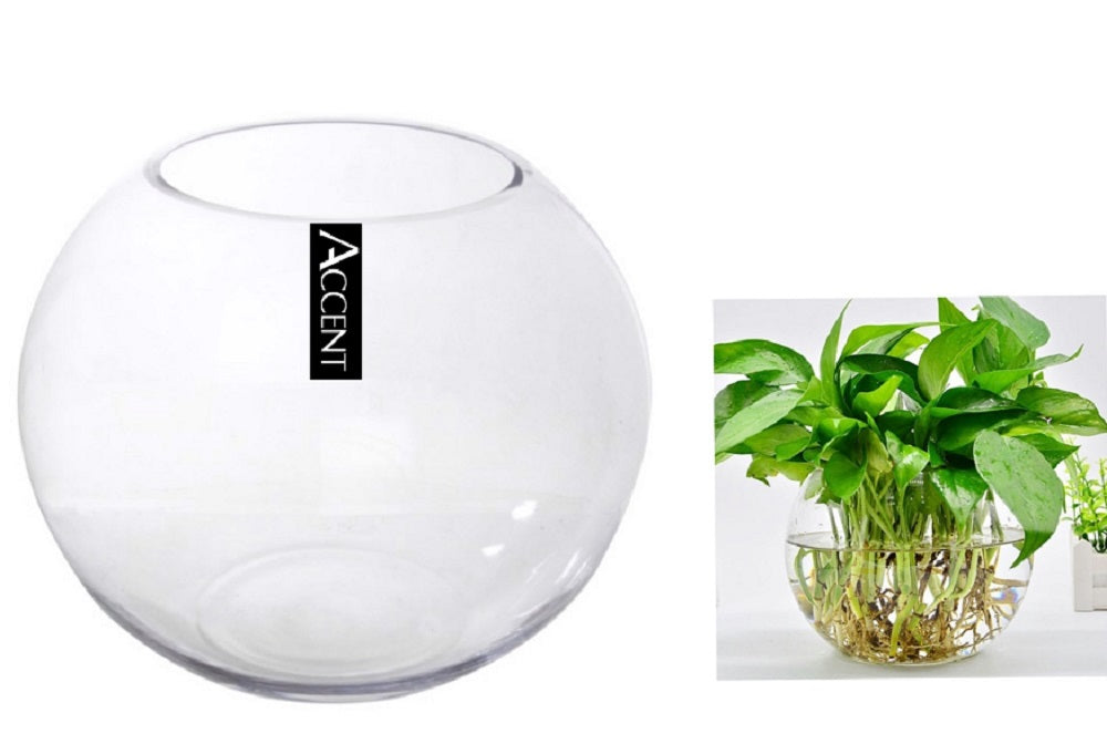 Glass Rose Fish Bowl 19x17cm