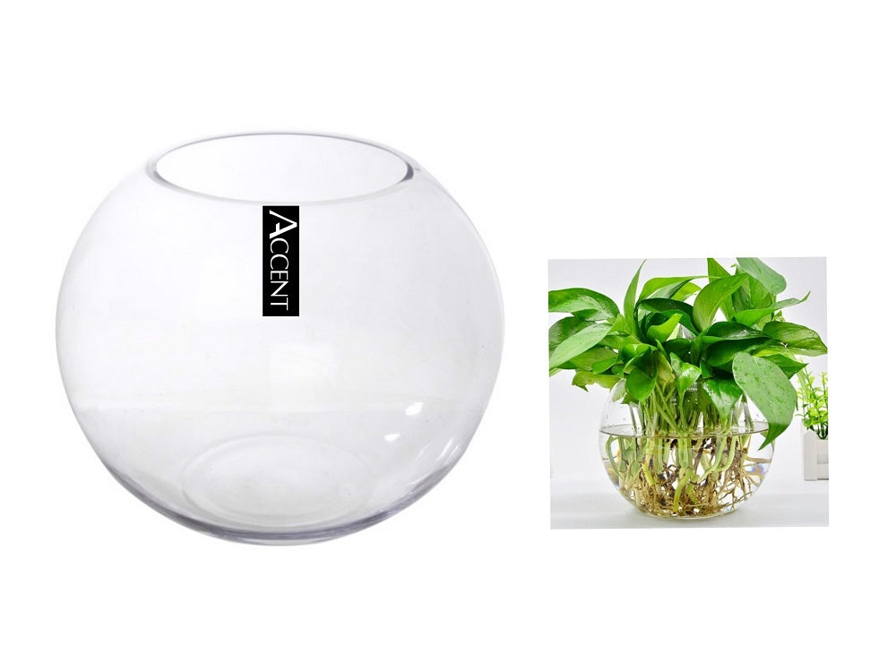 Glass Rose Round Fish Bowl 39x35cm