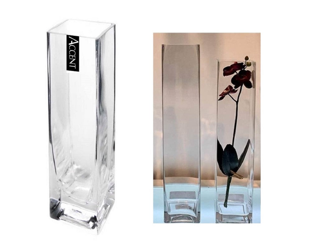 bulk 12 Glass Square Vase Flower 20cm