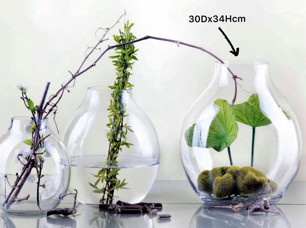 Glass Wide Bubble Vase 34cm