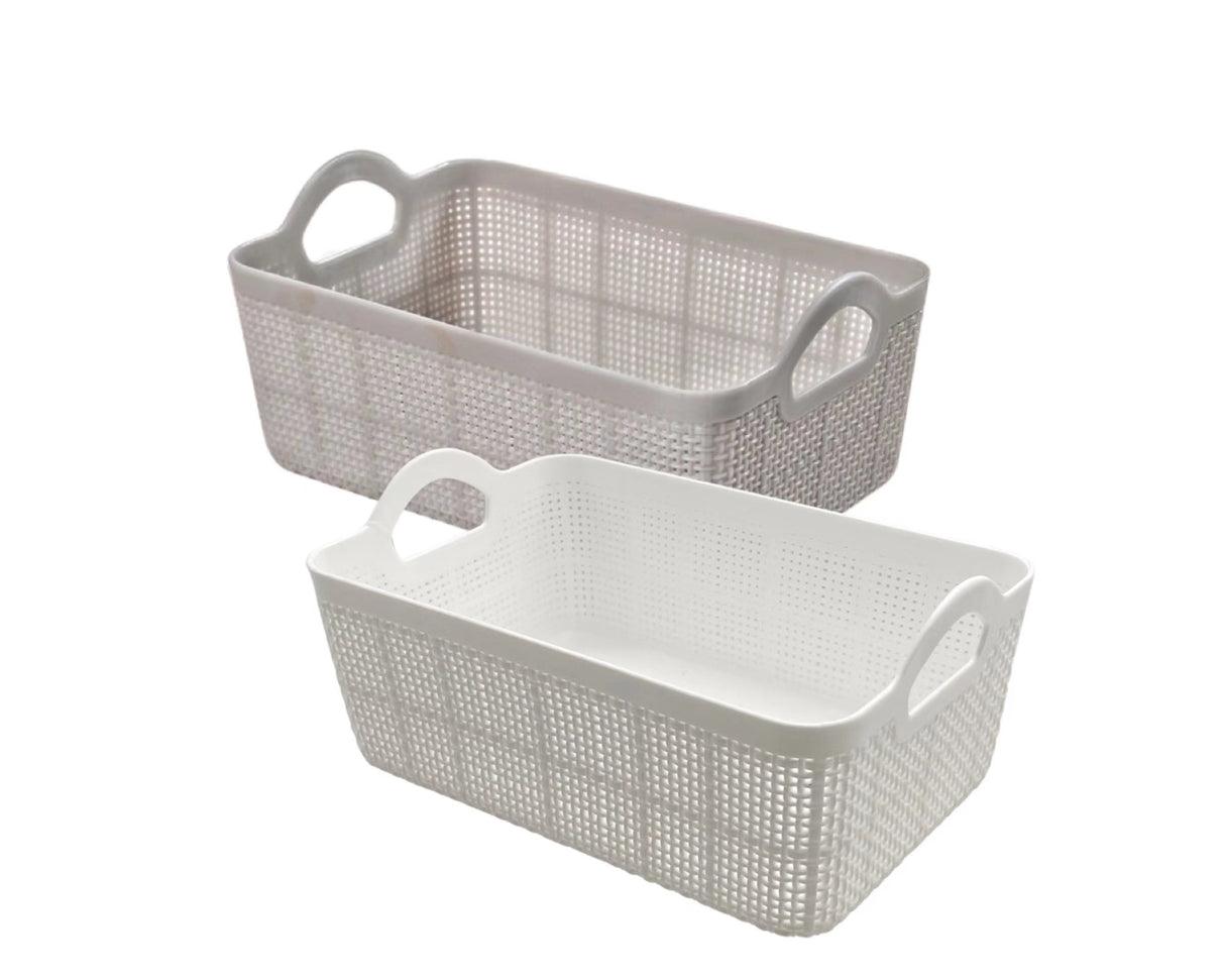 bulk 24 Rect Storage Basket w Handle Assort 19cm