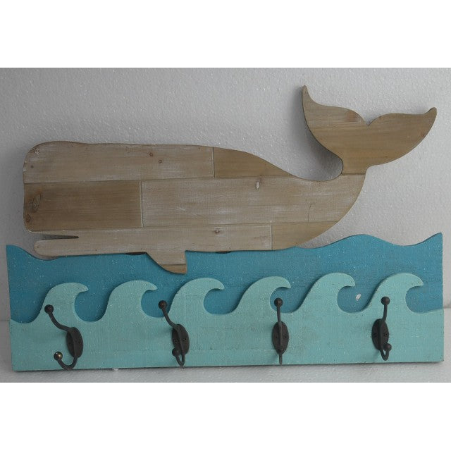 Whale Inspired 4 Hooks Wall Hanging 60cm