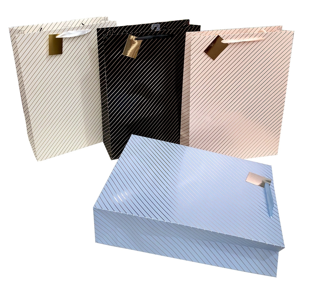 bulk 24 Xlarge Foil Stripe Gift Bag Assort 43cm